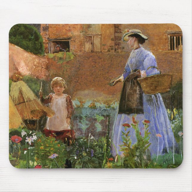 Mousepad Em um Jardim em Cookham por George John Pinwell (Frente)
