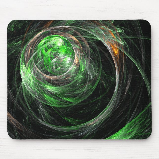 Mousepad Em volta do Mouse Verde de Arte Abstrato (Frente)