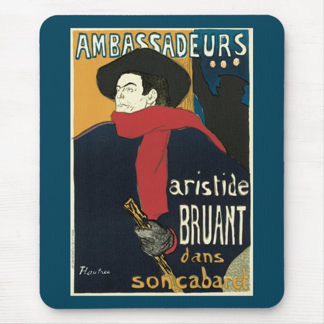 Mousepad Embaixadores, Aristide Bruant por Toulouse Lautrec (Frente)