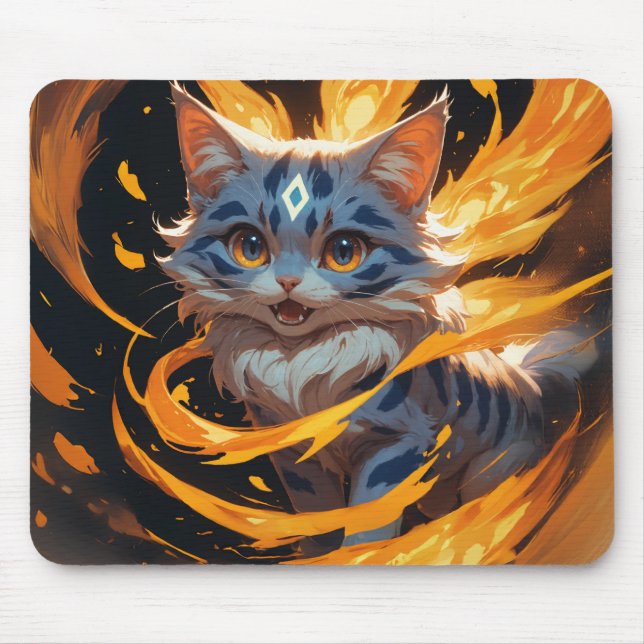 Mousepad Ember Arcana: A Familiar de Kitten Flamebound (Frente)