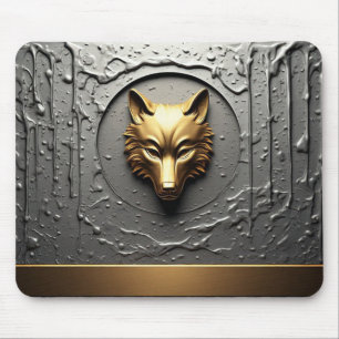 Mousepad Emblema de Lobo Dourado de Luxo em Metal 🐺