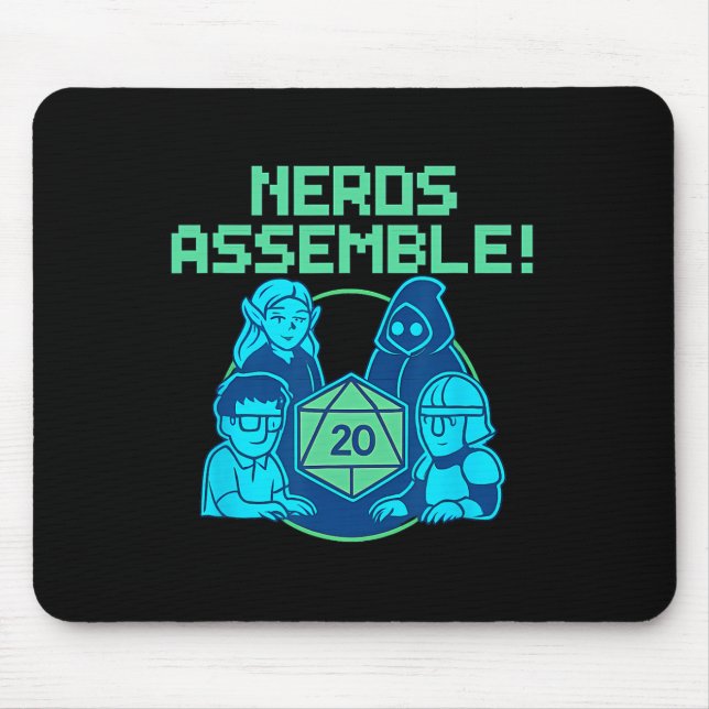 Mousepad Emblema de Nerds Tabuleiro de Jogo Dados Design de (Frente)