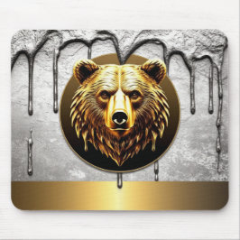 Mousepad Emblema de Urso Dourado em Metal Luxuoso 🐻