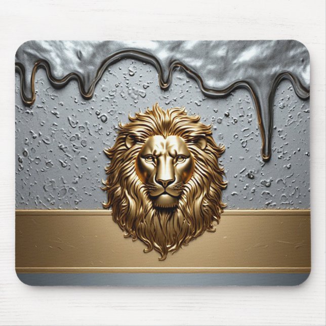 Mousepad Emblema do Leão Dourado Símbolo de Luxo Real 🦁 (Frente)