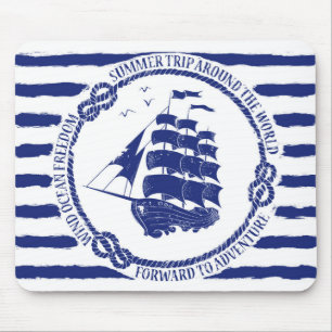 Mousepad Emblema náutico com navio de navigação
