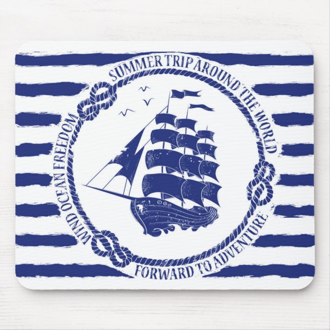 Mousepad Emblema náutico com navio de navigação (Frente)