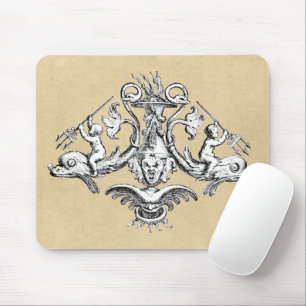 Mousepad Emblema náutico golfinho e Cherub