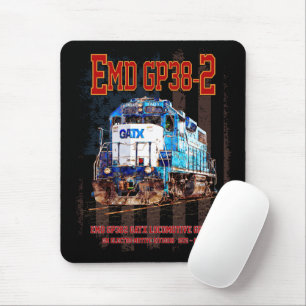 Mousepad EMD GP38-2 Locomotiva diesel e bandeira americana