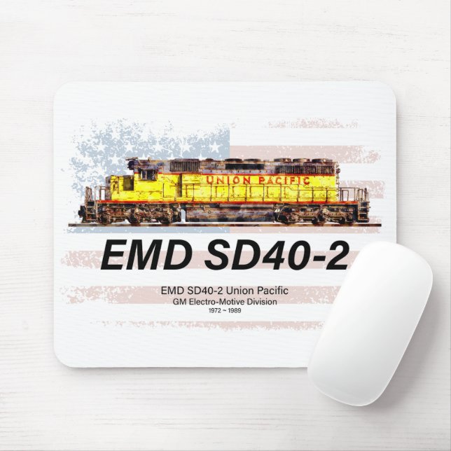 Mousepad EMD SD40-2 Locomotiva Diesel. bandeira americana (Com mouse)