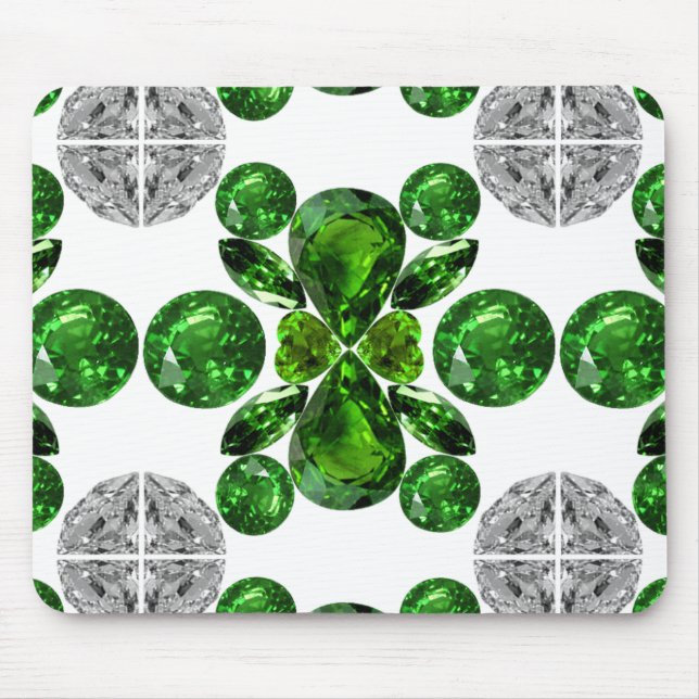 Mousepad Emerald Diamond Gemstone Art Green (Frente)