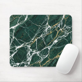 Mousepad Emerald Green Marble Elegant Gold Veining Desk
