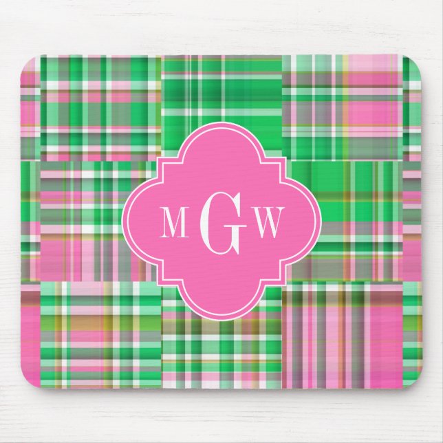 Mousepad Emerald Hot Pink Pré-Pink Patches Madras Monograma (Frente)
