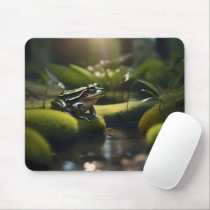 Mousepad Emerald Serenity: Um Sapo Verde perto do rio