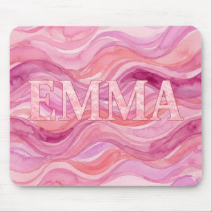 Mousepad EMMA Rosa Personalizada Ondas Aquarela