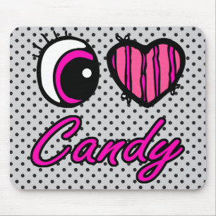Mousepad Emo Eye Heart I Love Candy