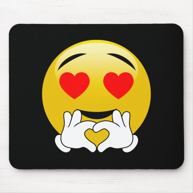 Mousepad Emoji com olhos & mãos do coração (Frente)