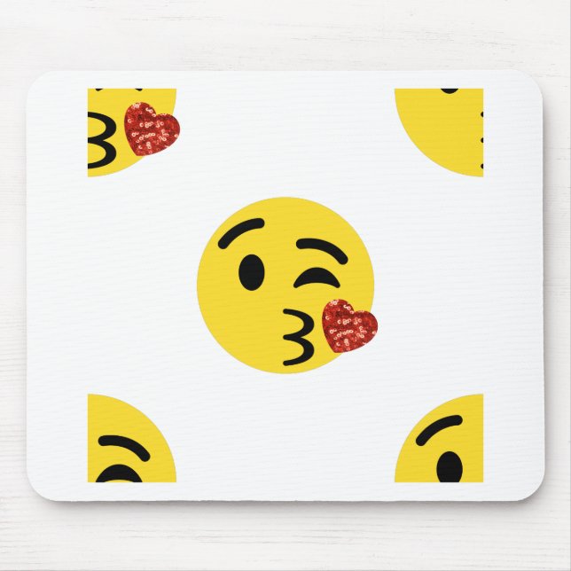 Mousepad emoji de beijo brilhante (Frente)