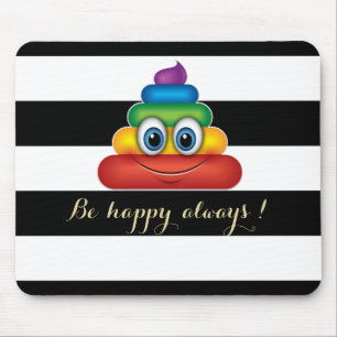 Mousepad Emoji de Cocô Arco-Íris Adorável, Listrado
