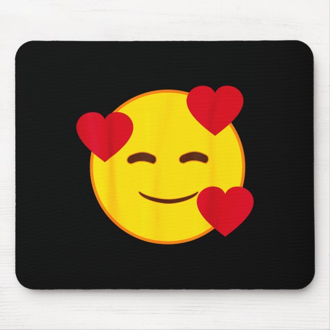 Mousepad Emoji Floating Hearts Yellow Smile Face  (Frente)