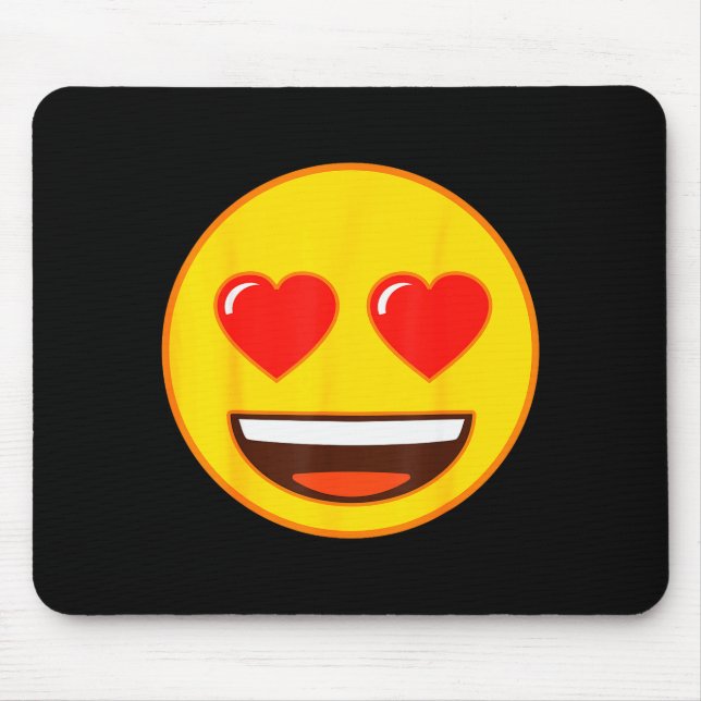 Mousepad Emoji Heart Eyes Yellow Smile Face  (Frente)