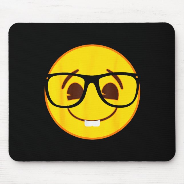 Mousepad Emoji Nerd Gles Yellow Smile Face  (Frente)