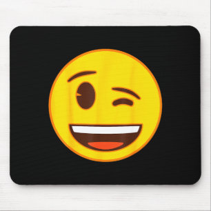 Mousepad Emoji Oficial Cara Amarela Sorriso Piscando Olho
