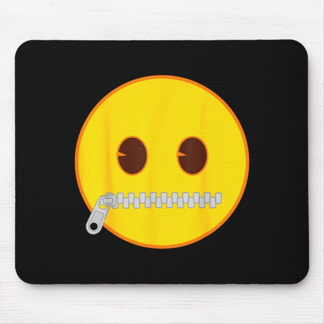 Mousepad Emoji Zip Zipper Mouth Yellow Smile Face  (Frente)