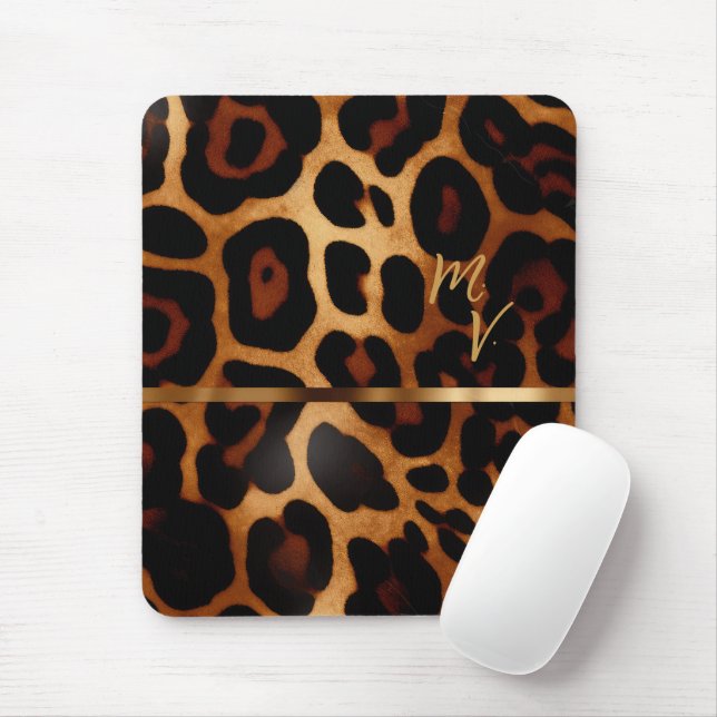 Mousepad Empresa de impressão Leopard com na moda monograma (Com mouse)