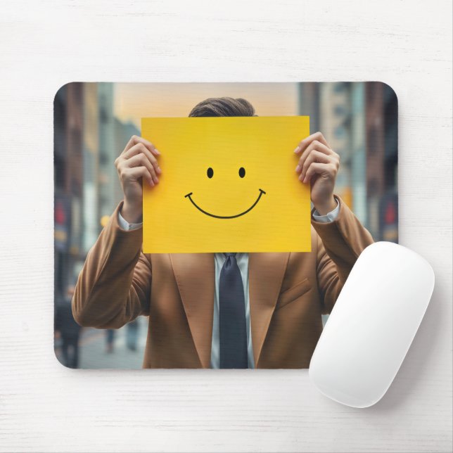 Mousepad Empresário com Sinal de Sorriso Amarelo (Com mouse)