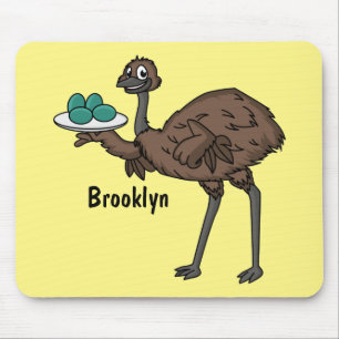 Mousepad Emu com ilustração de desenho animado de ovos