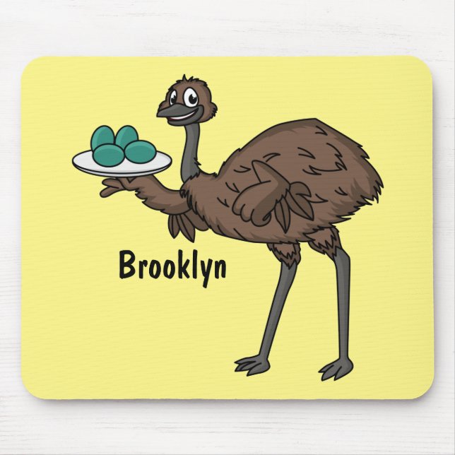 Mousepad Emu com ilustração de desenho animado de ovos (Frente)