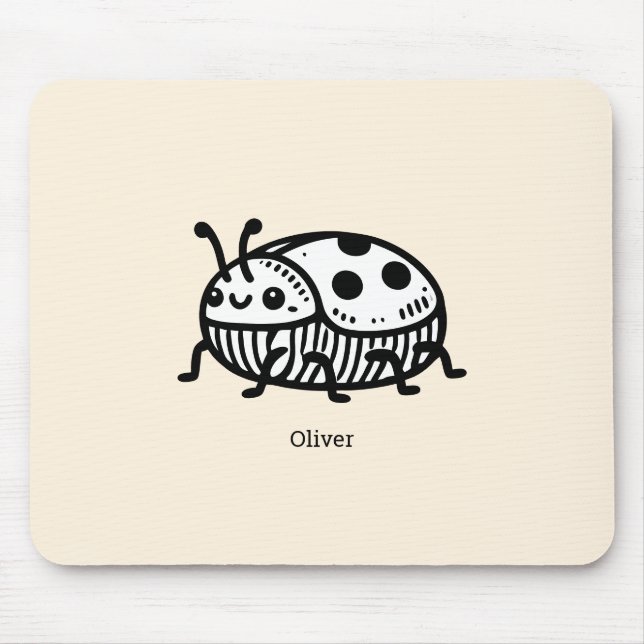 Mousepad Encantadora Ilustração do Besouro Desenhado à Mão (Frente)