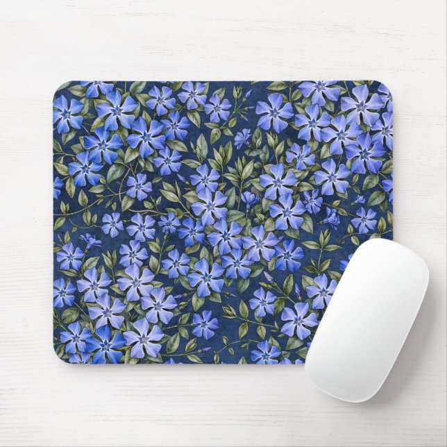 Mousepad Encantadoras Flores de Vinca Azul Profundo Espalha (Com mouse)