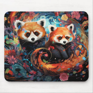 Mousepad Encantamento de Animais Coloridos de Panda Vermelh