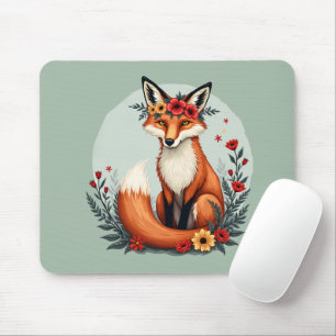 Mousepad Encantando Arte Foliar de Fox Woodland Floral