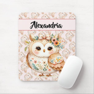 Mousepad Encanto de Coruja Boho Cottagecore Floral Farmcore