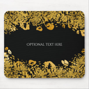 Mousepad Encanto elegante da chita exótica Dourado & preta