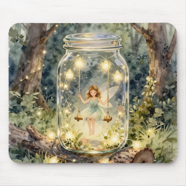Mousepad Enchanted Fairy in a Jar in a Magical Forest (Frente)