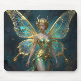 Mousepad Enchanted Fairy in Gold and Turquoise 