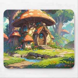 Mousepad Enchanted Mushroom Village in the Forest – Dreamy 