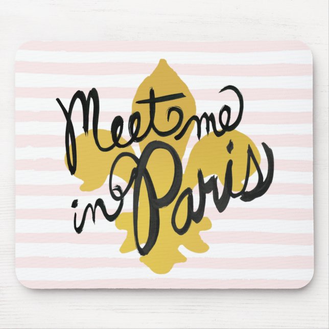 Mousepad Encontre-me no preto e no ouro de Paris (Frente)
