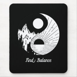 Mousepad Encontre o saldo Zen Yin Yang Black White