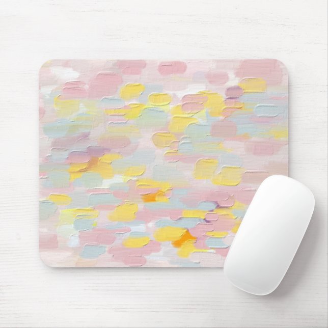 Mousepad Enfarte do pincel de óleo amarelo-rosa. Abstrato m (Com mouse)