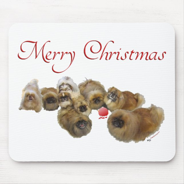 Mousepad Enfeite de Natal do Pequinês (Frente)