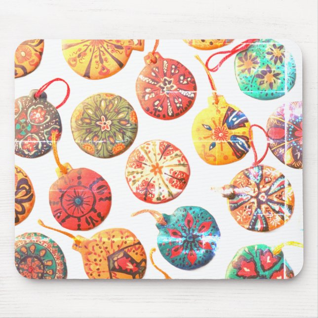 Mousepad Enfeites de Cerâmica Feitos à Mão em um Computador (Frente)