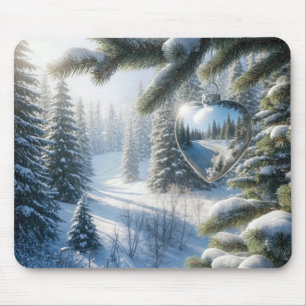 Mousepad Enfeites de natal de Inverno do Coração
