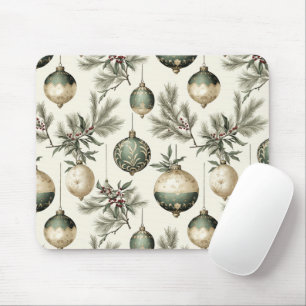 Mousepad Enfeites de natal verdes e Dourados