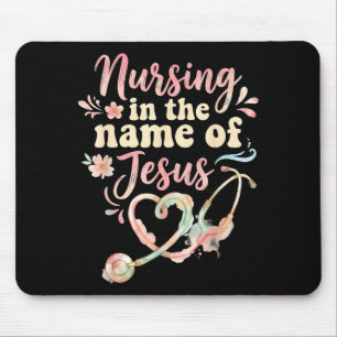 Mousepad Enfermagem em nome de Jesus enfermeira cristã Nurs