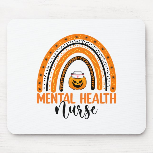 Mousepad Enfermagem Halloween Pumpkin Rainbow Mental Health (Frente)