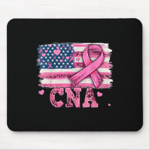Mousepad Enfermeira Americana Bandeira Rosa Cancer de Fita